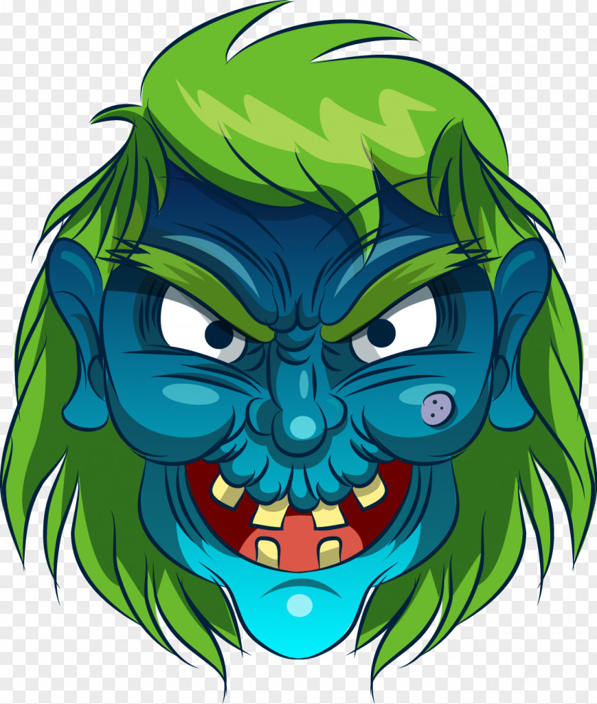 Vector Painted Green Cartoon Witch Euclidean Mask Stock Illustration PNG