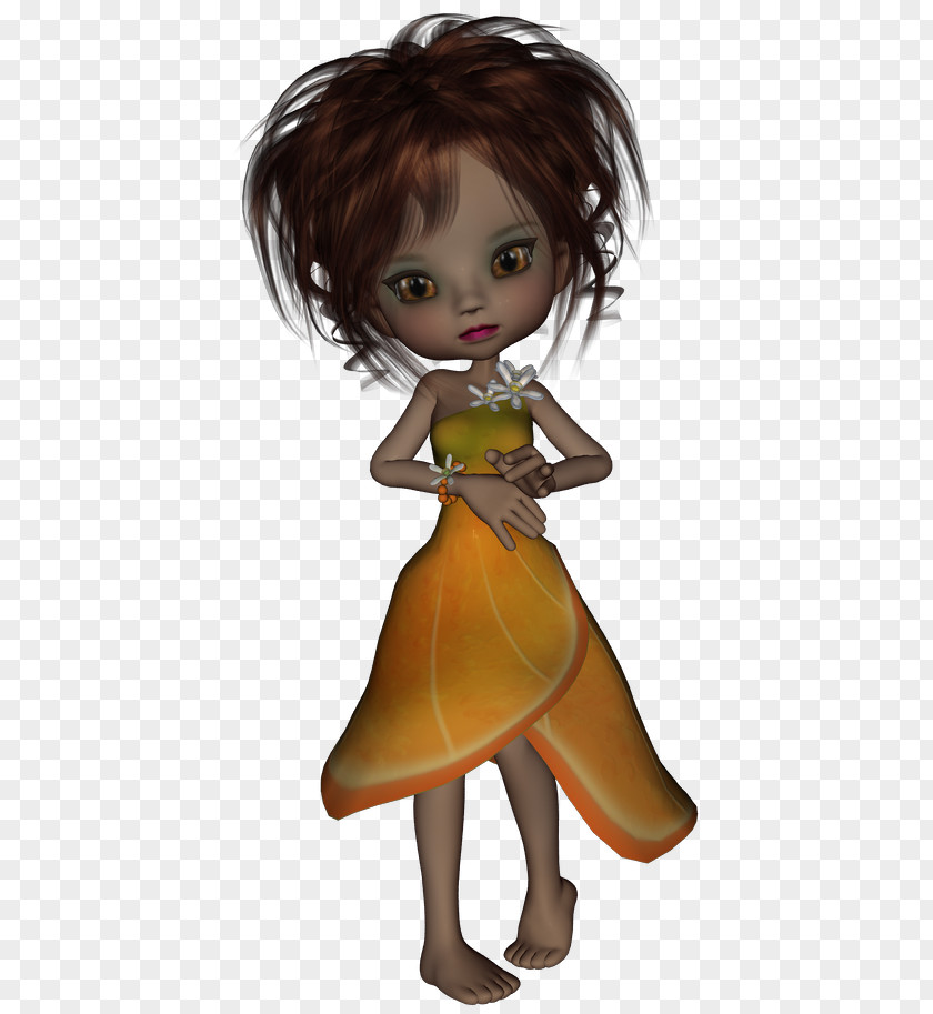 Doll Brown Hair Cartoon Character PNG