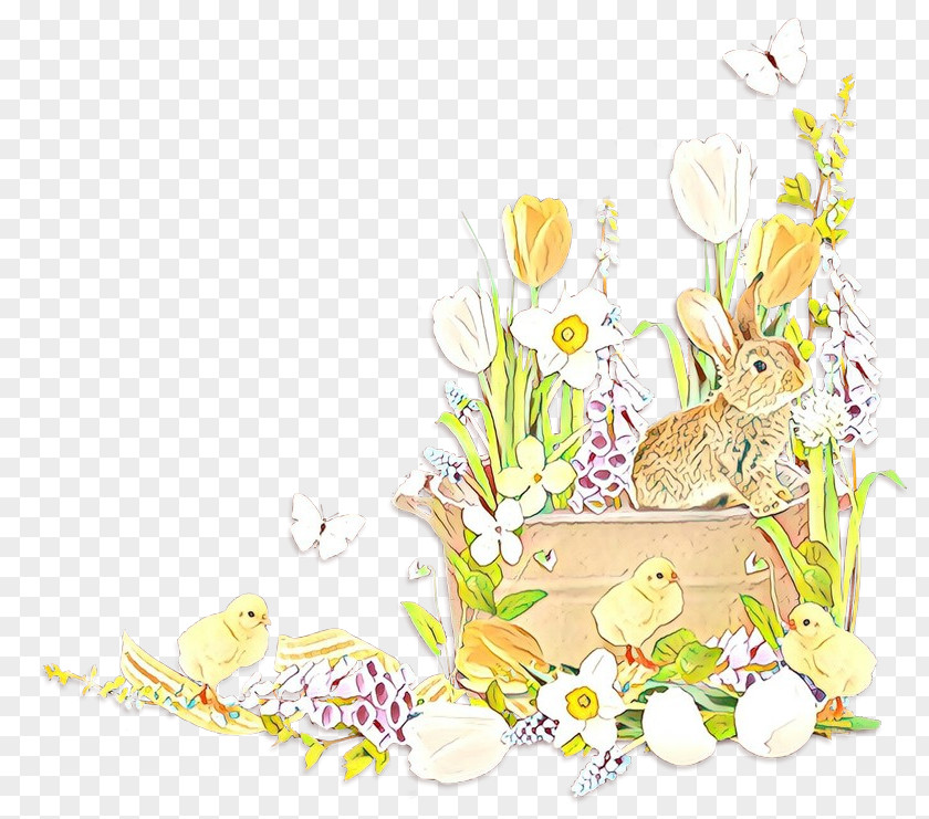 Floral Design Easter Bunny Hare Cut Flowers PNG