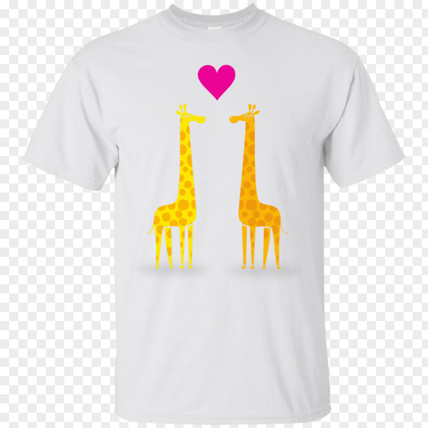 T-shirt Giraffe Sleeve Cotton Neck PNG