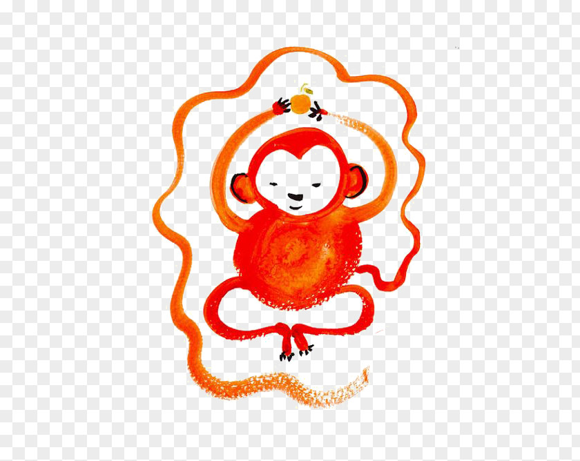Cartoon Monkey Chinese New Year Zodiac Illustration PNG