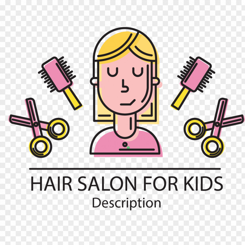 Children Hair Salon Tag Vector Comb Logo Beauty Parlour PNG