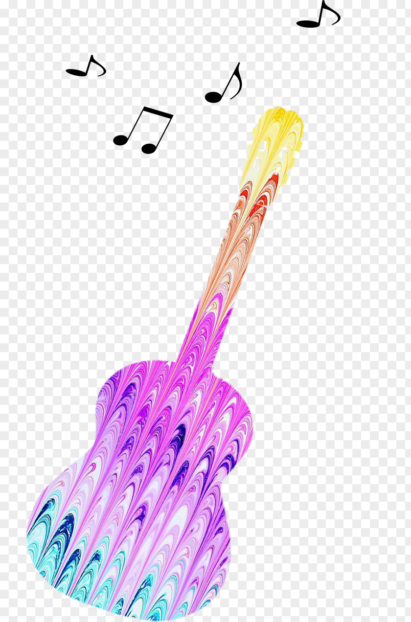Creative Watercolor Guitar Painting Musical Note PNG