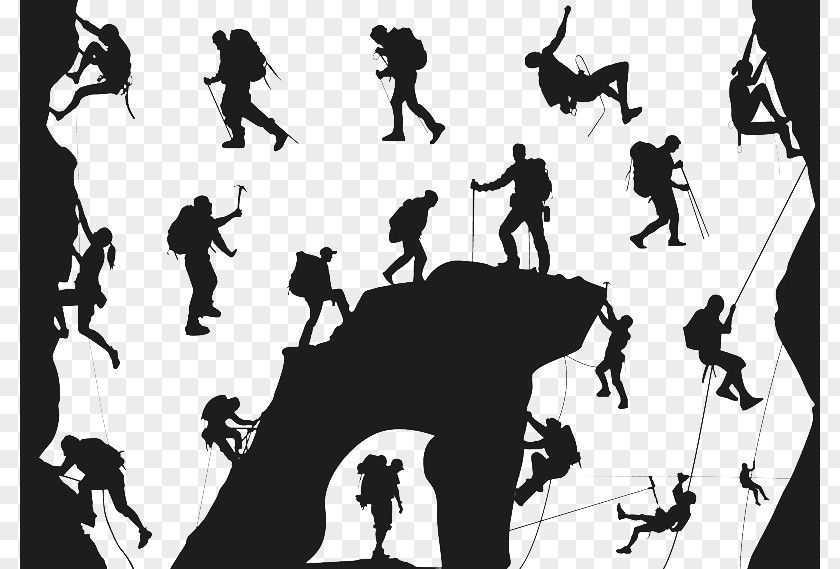 Outdoor Rock Climbing Silhouette Mountaineering Extreme Sport PNG