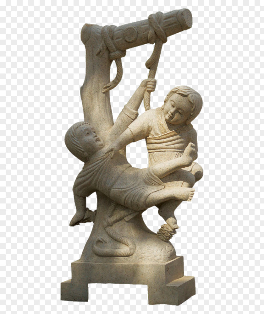 Playing In Child Statue Stone Sculpture PNG