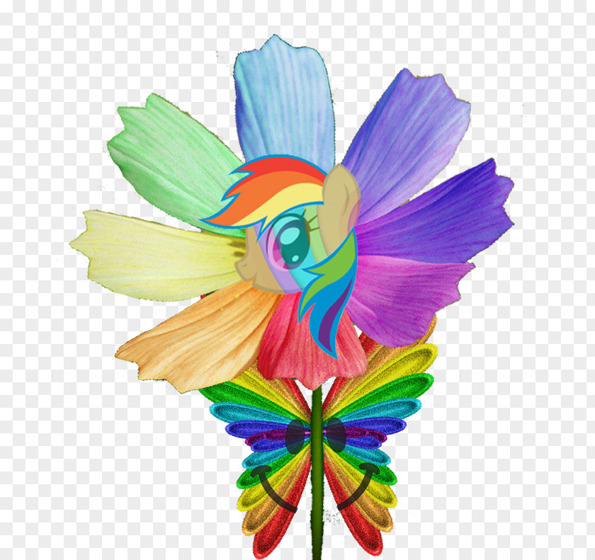 Aquarel Flower Pony Butterfly Rainbow Clip Art PNG