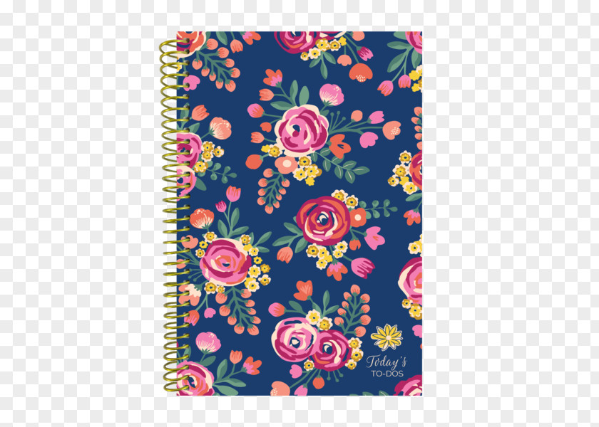 Old Book Cover Personal Organizer Planning Flower Diary Calendar PNG