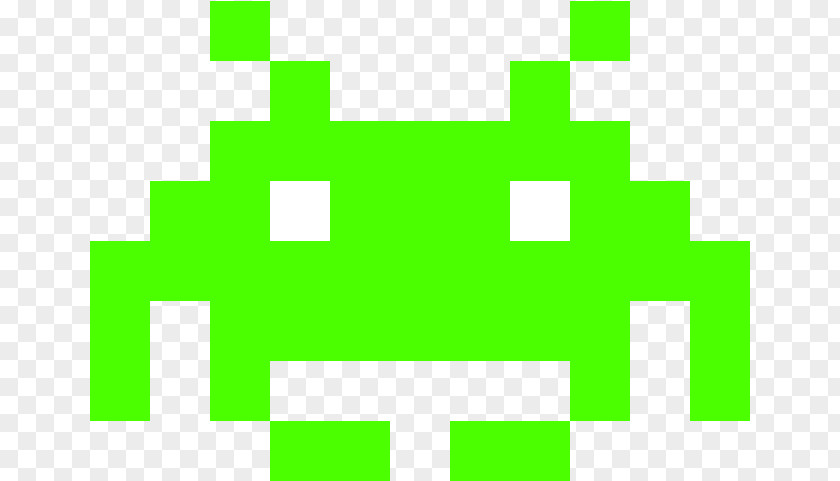 Yellow Text Space Invaders Green PNG