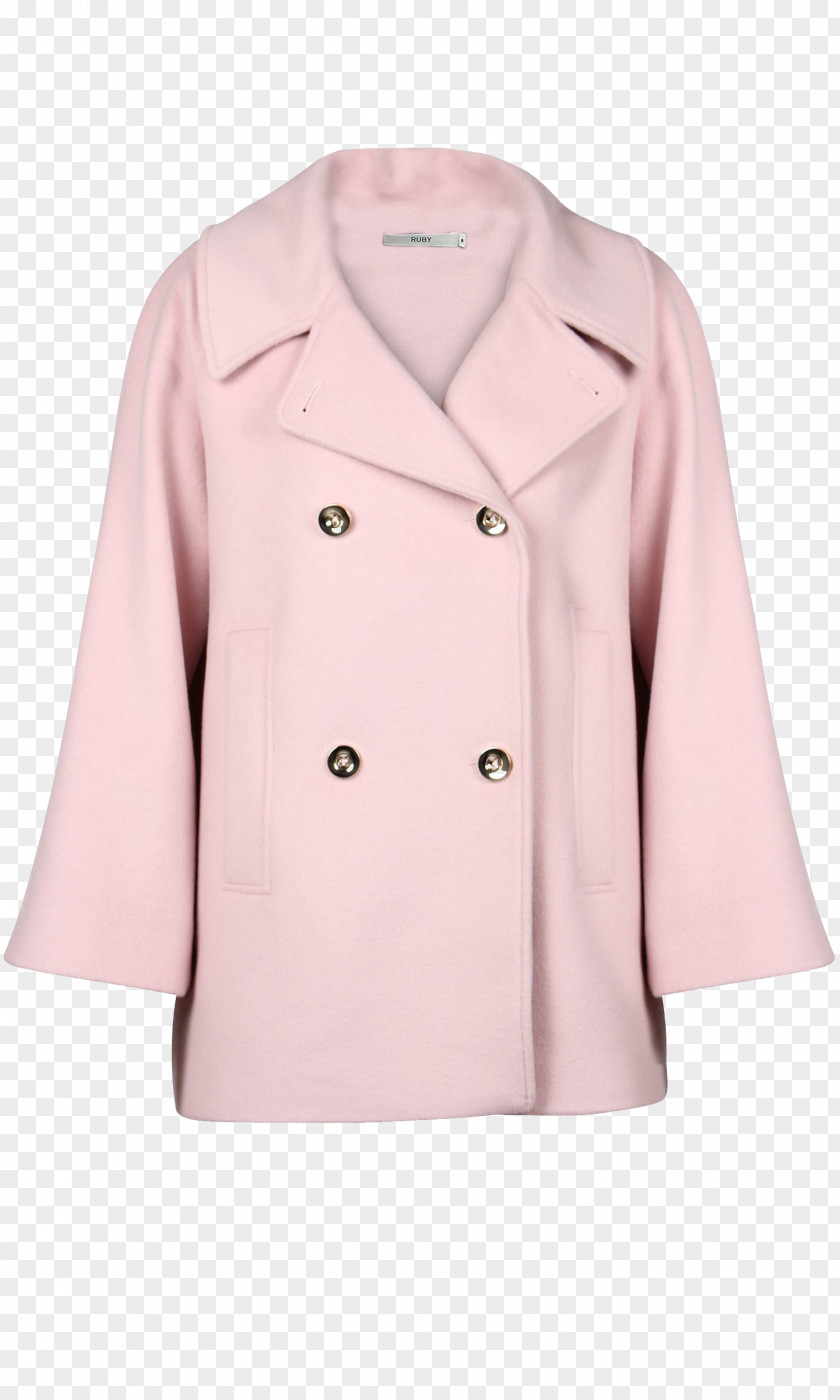 Button Trench Coat Outerwear Pink M Sleeve PNG