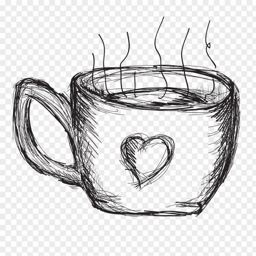 Coffee Sketch Cup Mug Tableware PNG
