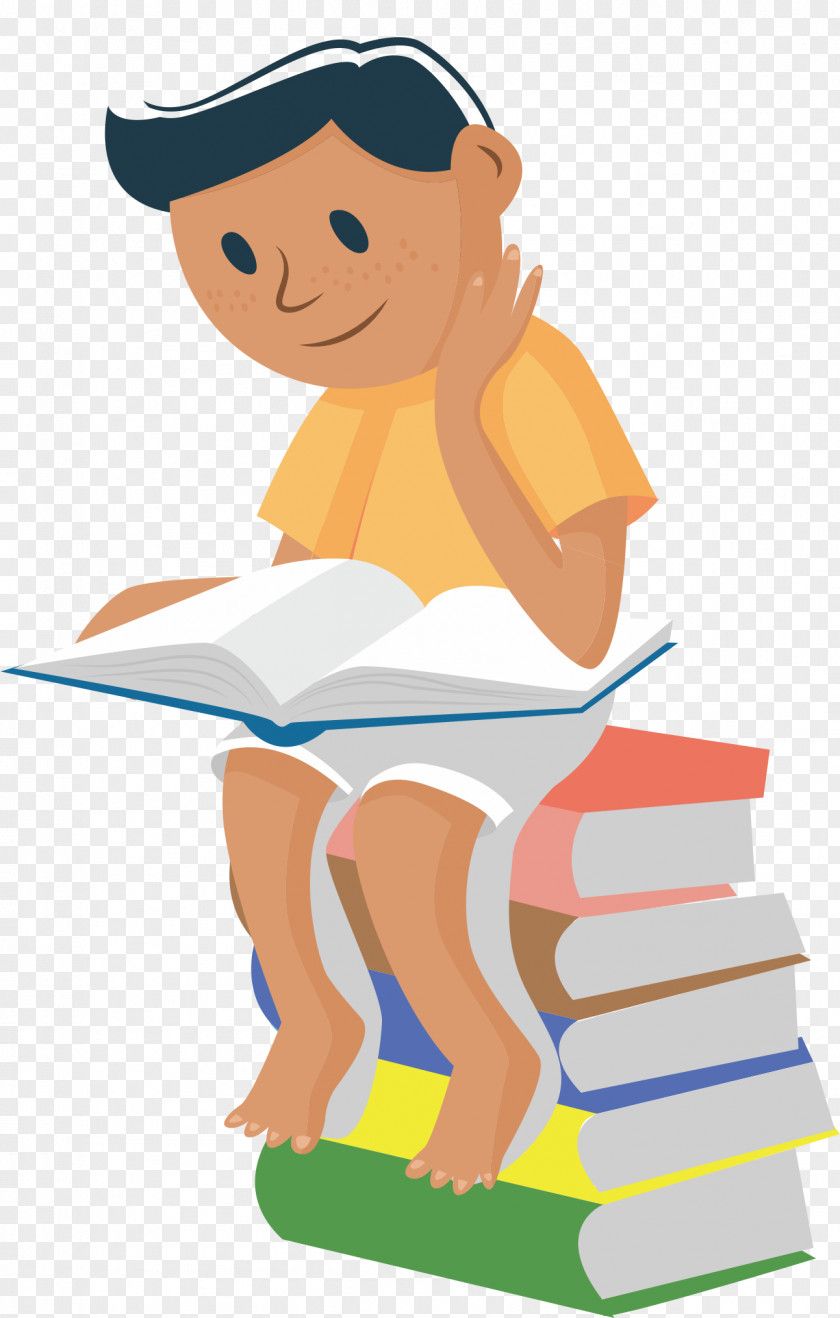 The Man Sitting On Book Reading Clip Art PNG