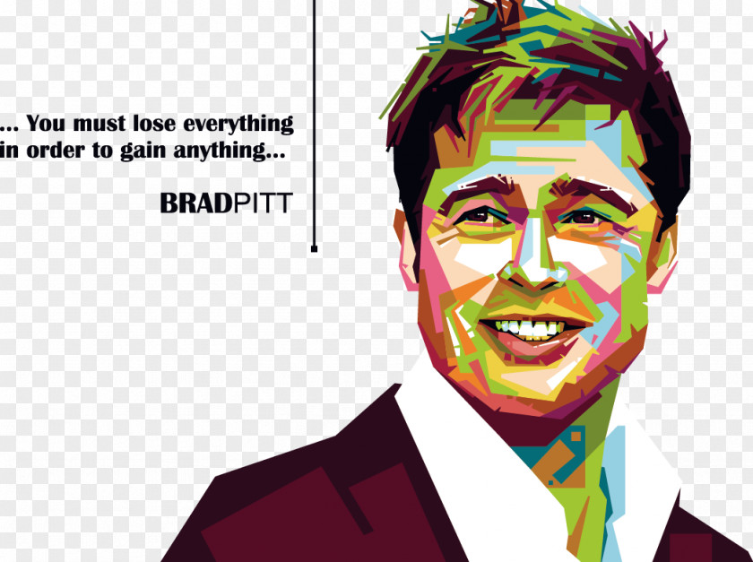 Brad Pitt COLORFUL Avatar Celebrity Illustration PNG
