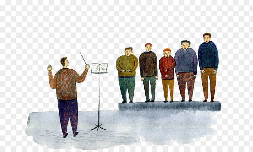 Cartoon Singing Group Choir Illustrator PNG