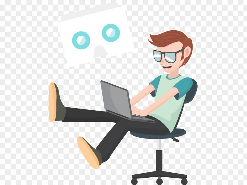 Desktop Computer Secretary Reading Cartoon PNG