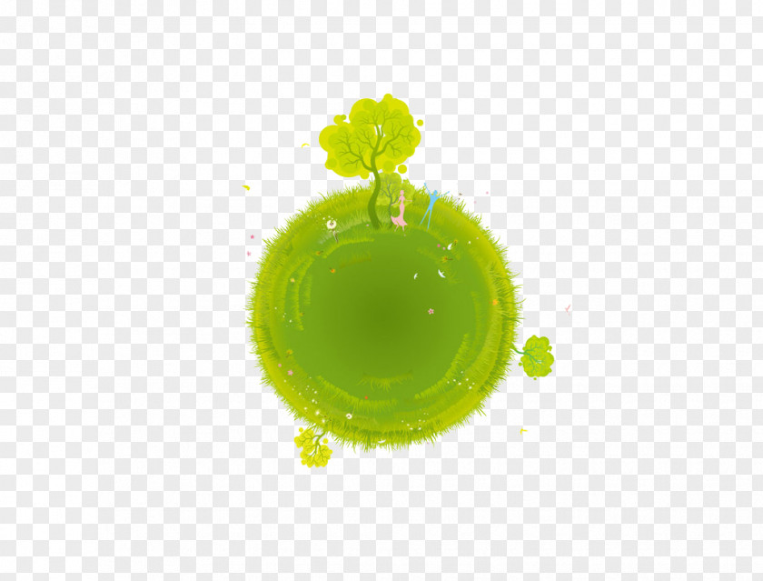 Cartoon Green Planet Earth Color Wallpaper PNG