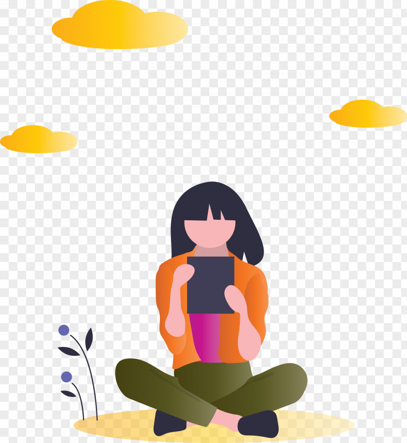 Reading Girl PNG