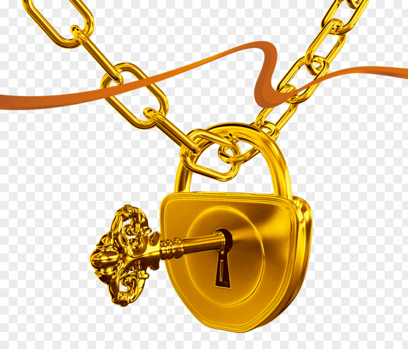 Gold Lock And Key Keychain Skeleton PNG