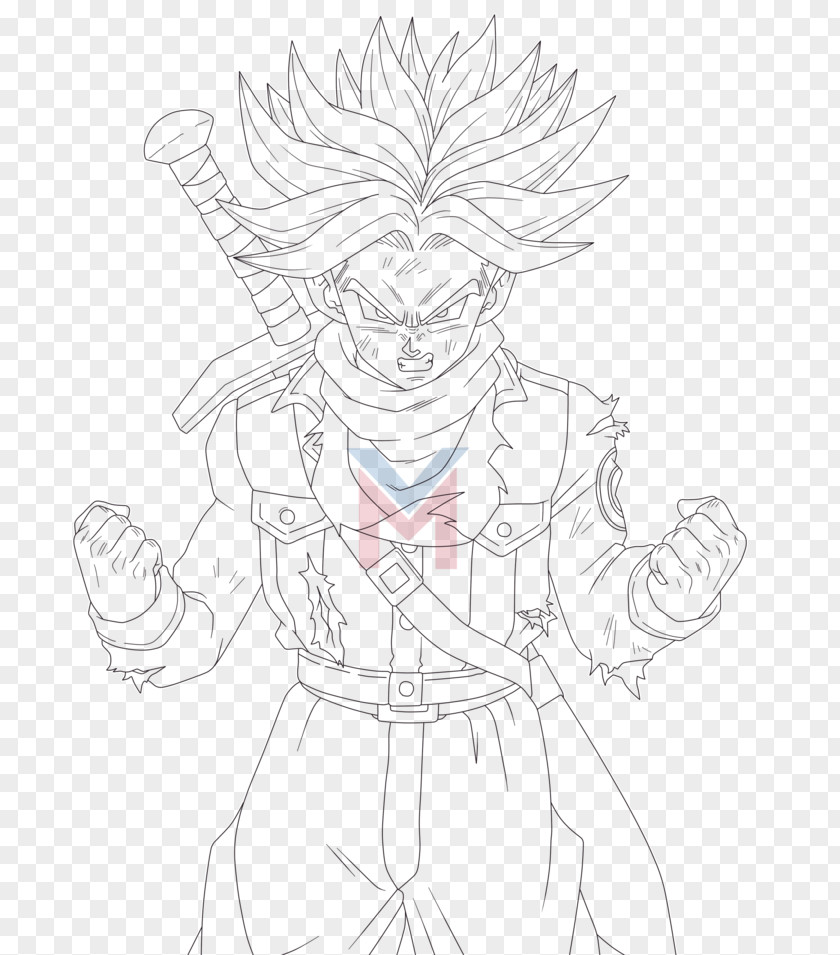 Goku Trunks Vegeta Line Art Sketch PNG