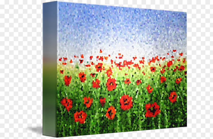 Poppy Field Abstract Art Painting Canvas Print PNG