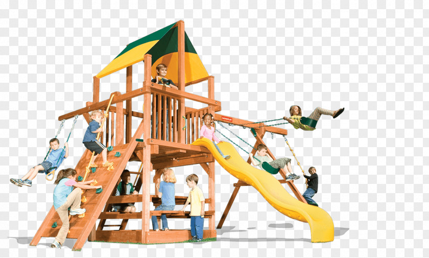 Wood Playground Swing Outdoor Playset PNG