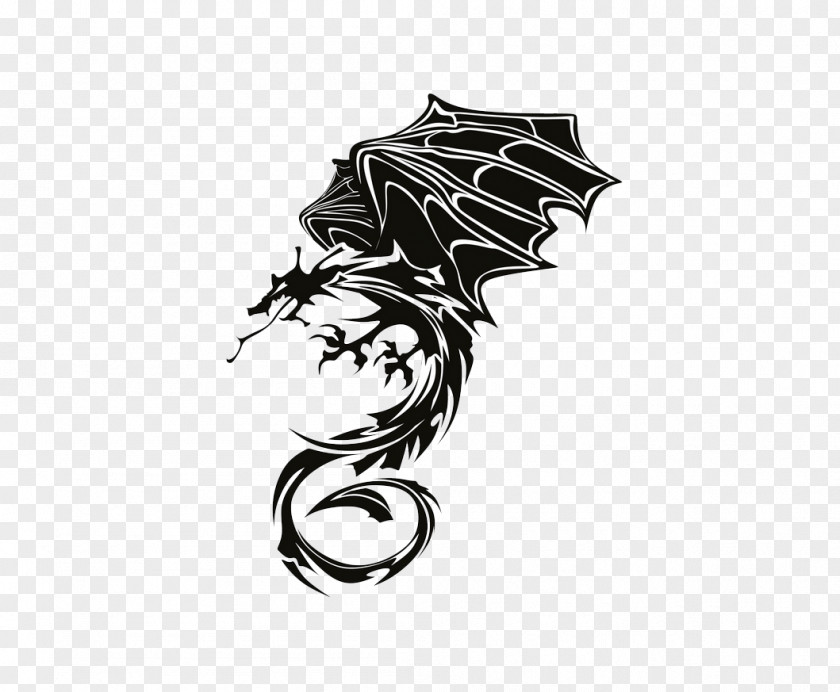 Dragon Silhouette Illustration PNG