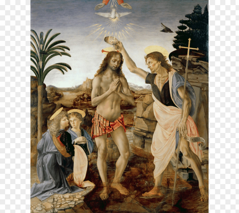 Painting The Baptism Of Christ Uffizi Tobias And Angel Renaissance PNG