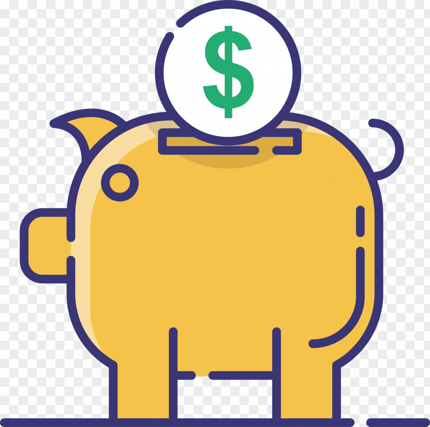 Yellow Piggy Bank Money PNG