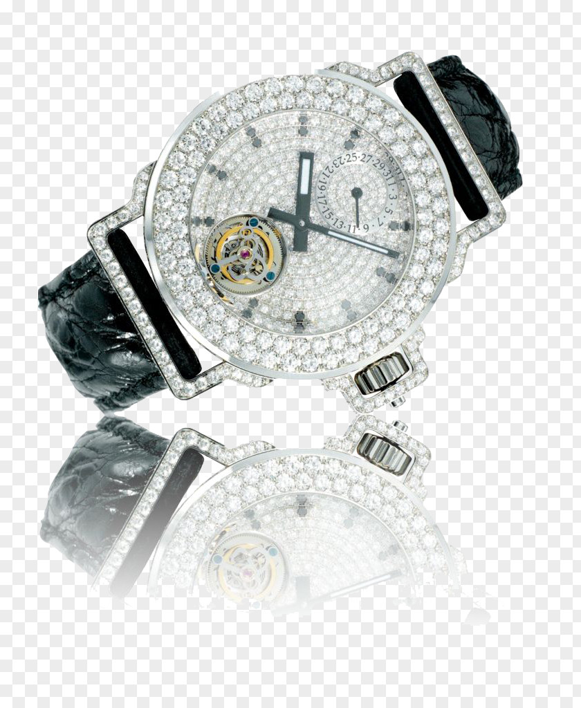 Diamond Table Watch Tourbillon Strap PNG