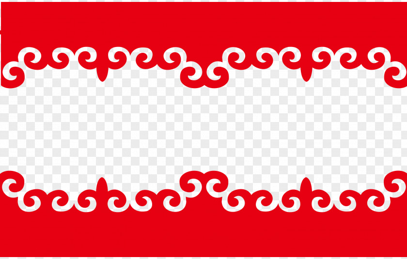 Beautifully Simple Clouds Red Border Happy New Year Chinese Lunar Papercutting PNG
