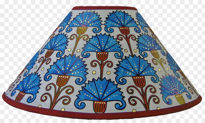 Hand-painted Lace Frame Cobalt Blue Red Lamp Shades Turquoise PNG