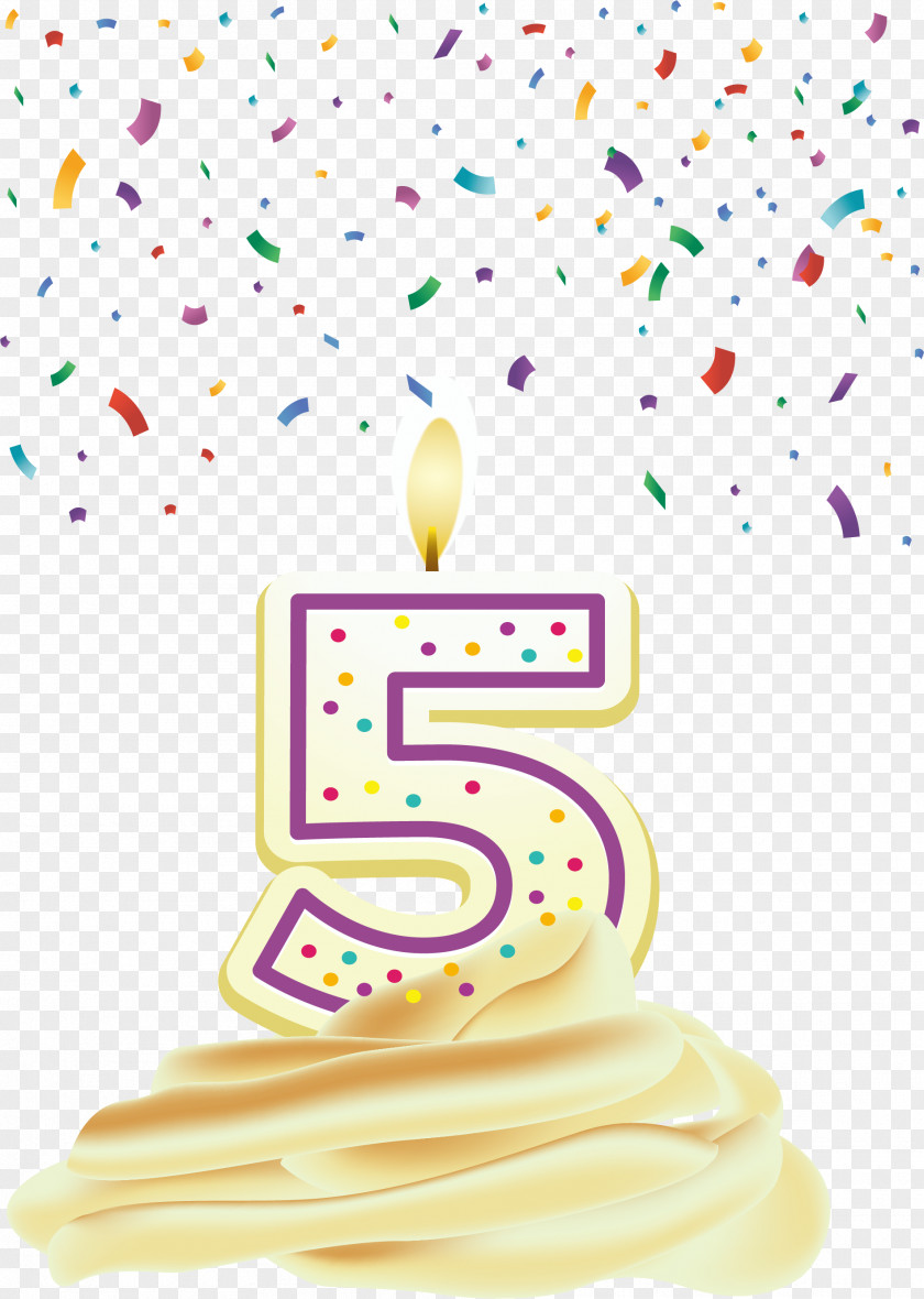 Number 5 Birthday Candles PNG
