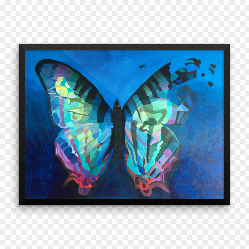 Wall Art Mockup Modern Watercolor Painting Butterfly PNG