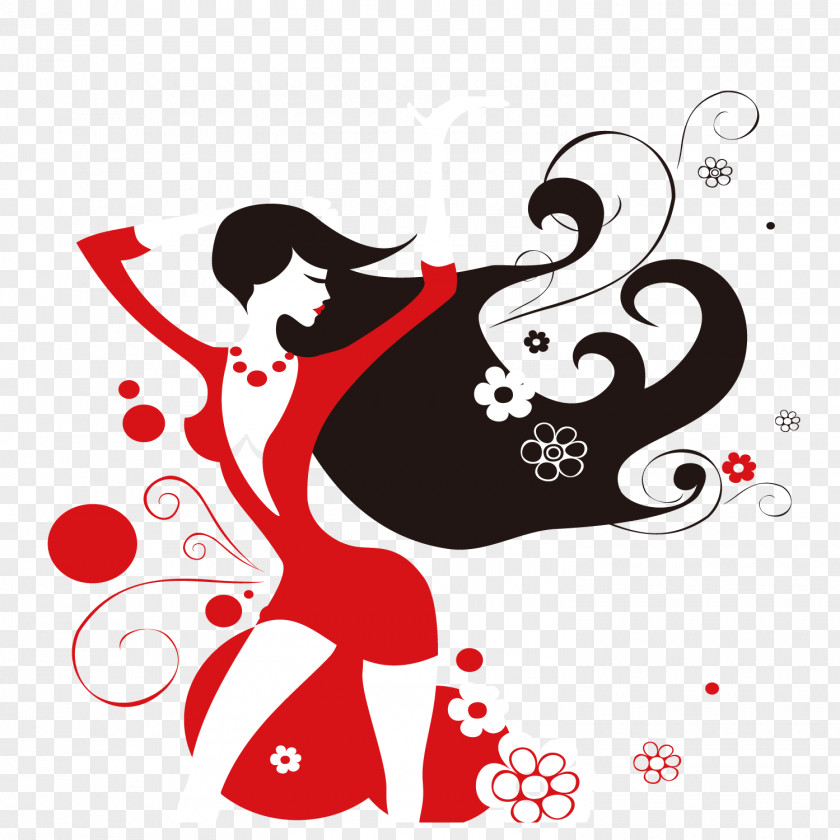 Long Hair Beauty Drawing Woman Graphic Arts Lady PNG