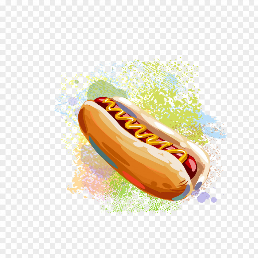 Watercolor Hot Dogs Dog Hamburger Fast Food French Fries Barbecue PNG