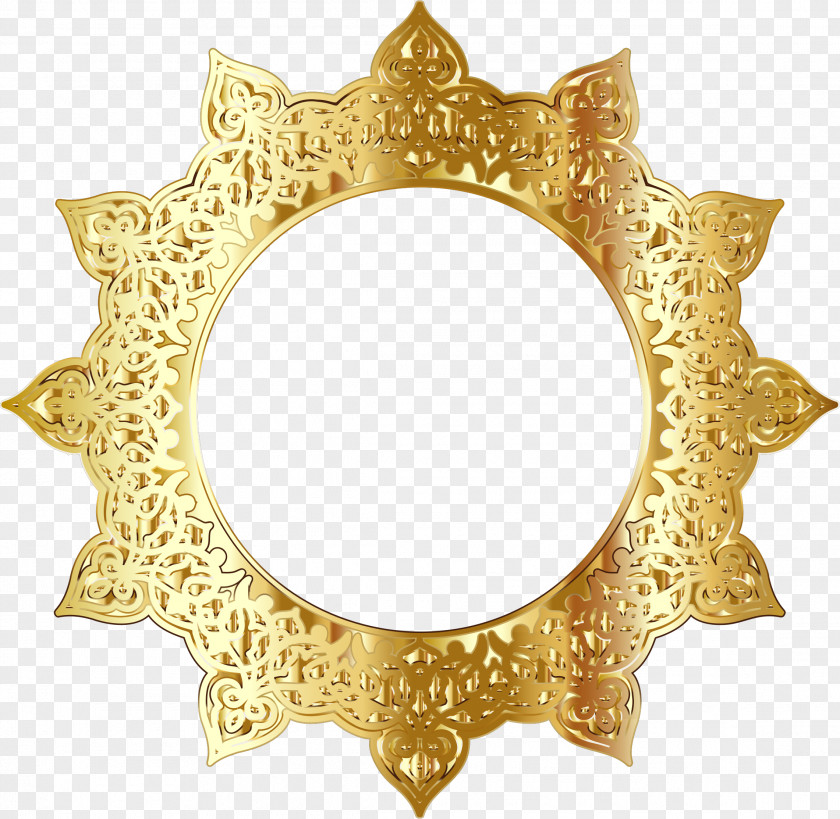 Golden Round Frame Picture Ornament Clip Art PNG