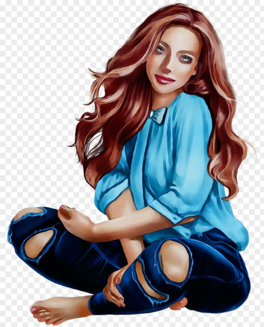 Fashion Illustration Fictional Character Sitting Blue Cartoon Footwear Leg PNG