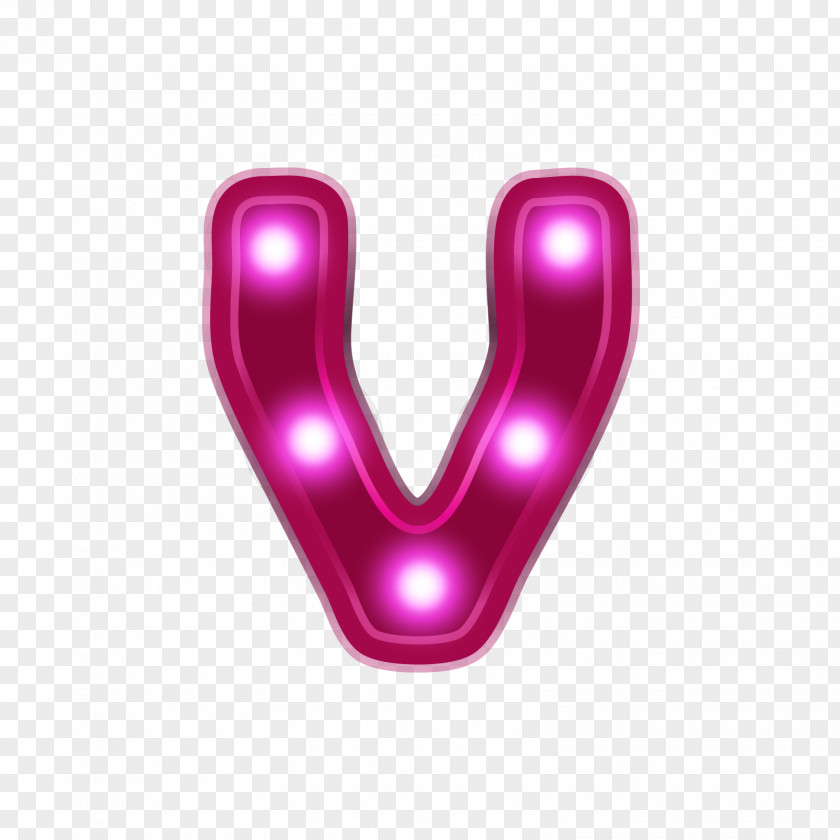 Red Neon Alphabet V Letter PNG