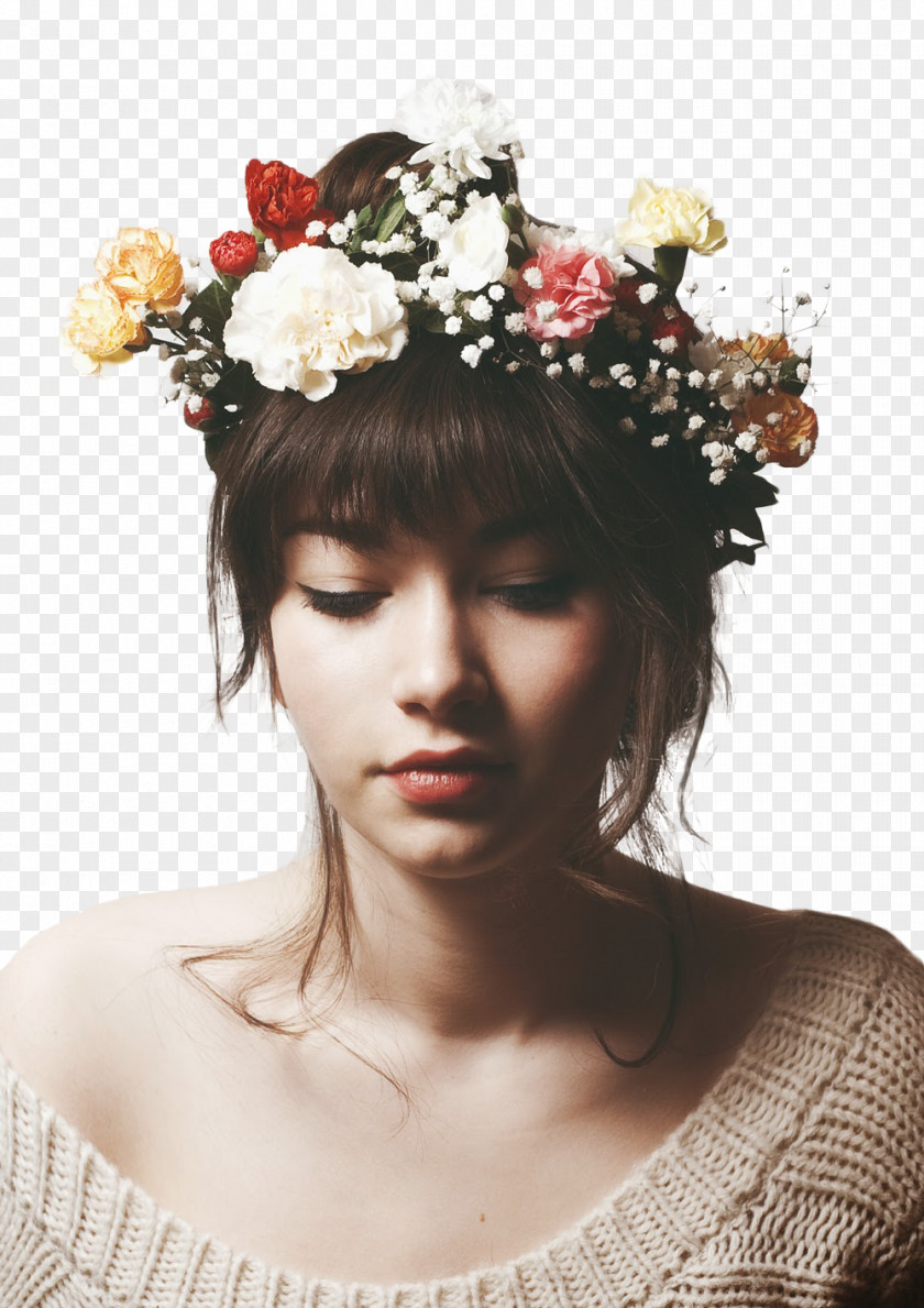 Crown Flower Wreath Headband Girl PNG Girl, model clipart PNG
