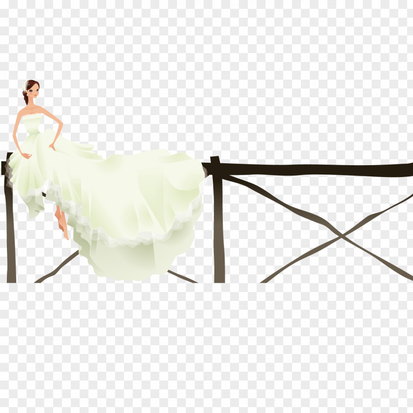 The Bride Sitting On Railing Wedding Photography PNG