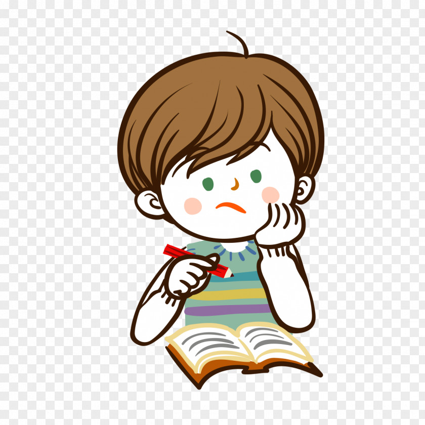 Cartoon Doll Learning Homework PNG