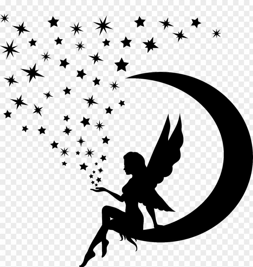 Owl Silhouette Moon Fairy Drawing Art Image PNG