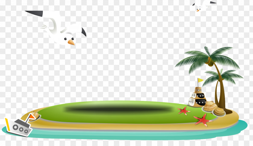 Vector Cartoon Island Scenery Poster PNG