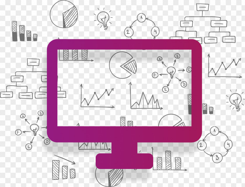 Vector Hand-drawn Computer Infographic Software Monitors Information PNG