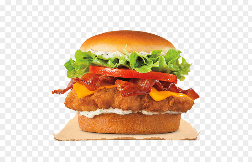 Crispy Chicken Whopper Sandwich Bacon TenderCrisp Hamburger PNG