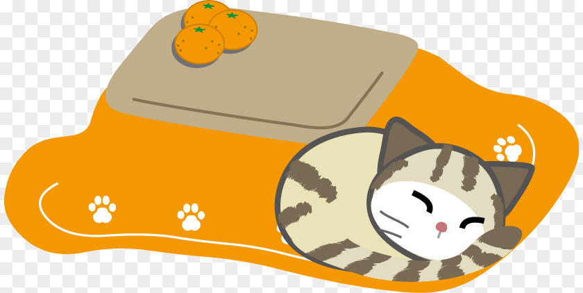 Sleeping Cat Kotatsu Snow Illustration PNG