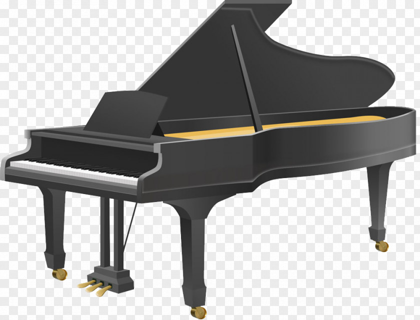 Black Piano Grand Musical Instrument Clip Art PNG