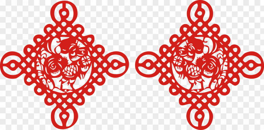 Chinese Knot New Year Of The Rooster Paper-cut Window Grilles Papercutting Paper Cutting Zodiac Years Day PNG