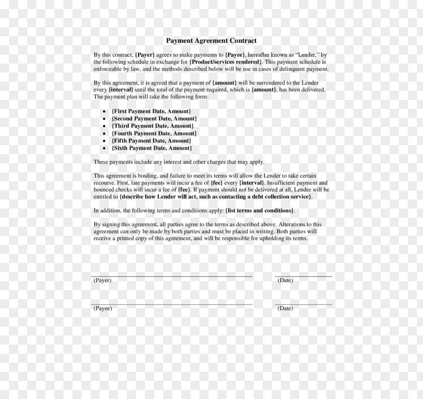 Contract Payment Template Loan Agreement PNG