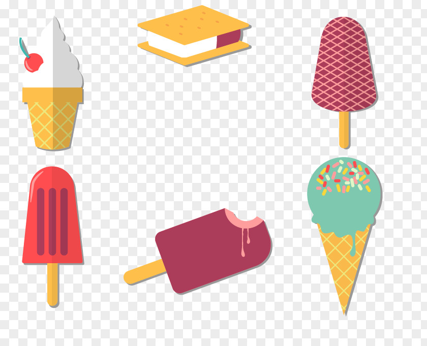 Popsicle Ice Cream Hand-painted Pattern Element Cone Pop Clip Art PNG