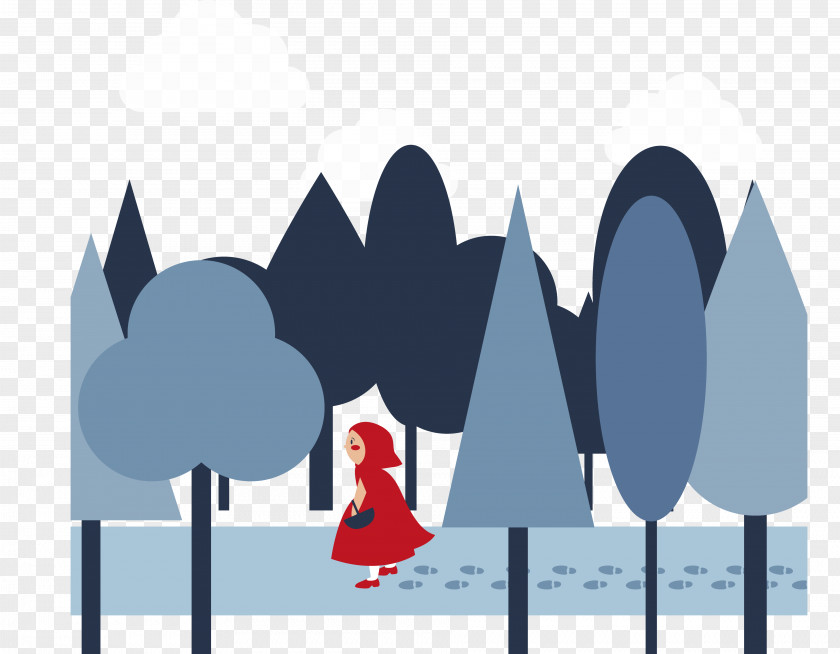 Walking In The Forest Little Red Riding Hood Vector T-shirt Purple PNG